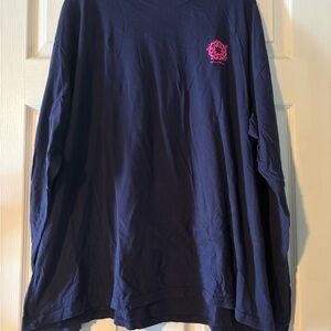 Natural Life Navy Long Sleeve Size XXL with Pink Floral Design and Quote on Back